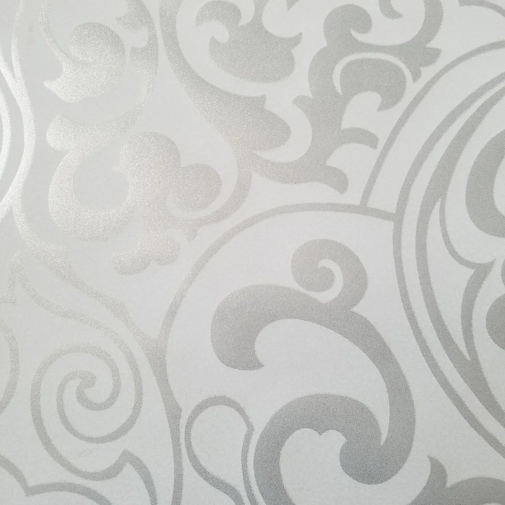 Wallpaper Her Divine Silver Glitter Swirls